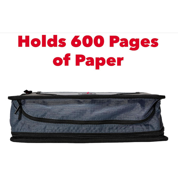 Case-It Mighty Zip Tab Zipper Binder, 3" O-Ring with 5-Color Tabs, Expanding Fil - Picture 3 of 9